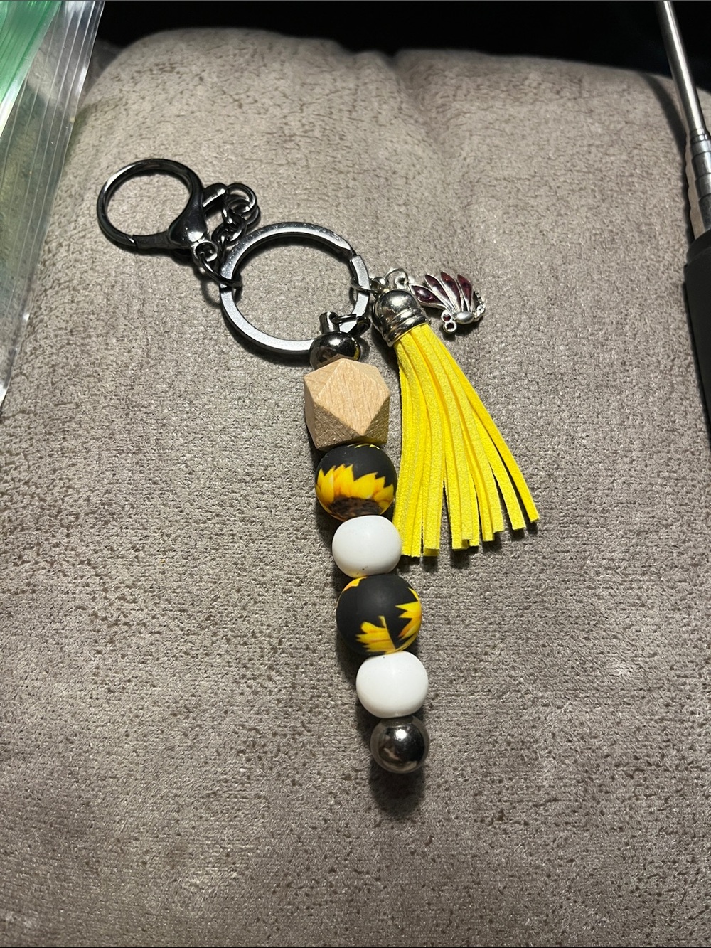 Yellow Tassel Bead Keychain Charm - Unbranded 1657